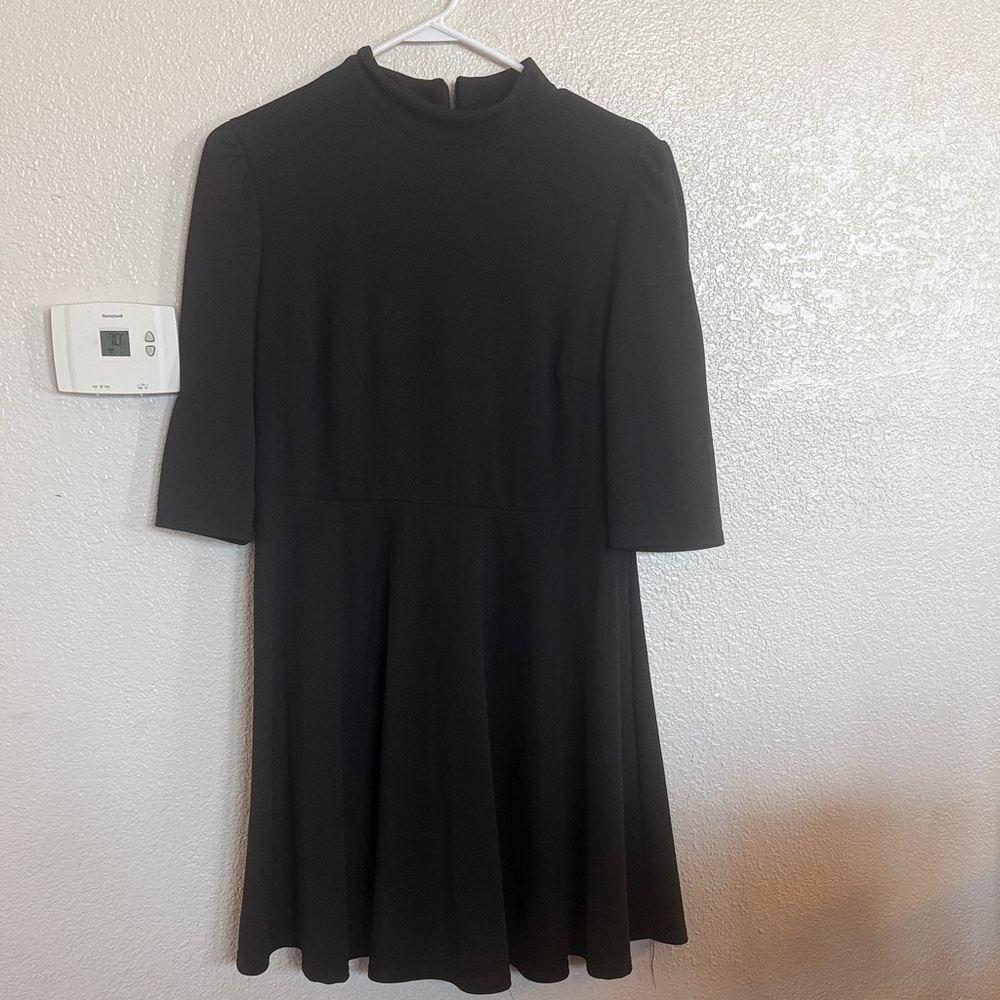 Elegant Black Long-Sleeve Mock Neck Dress